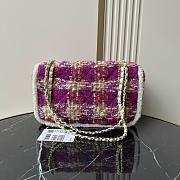 Colestore Chanel Large Flap Bag Tweed, Shearling Lambskin & Gold-Tone Metal  Fuschia, Pink, Beige & Brown 26.5x16.5x9cm - 4