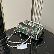 Colestore Chanel Large Flap Bag  Tweed, Shearling Lambskin & Gold-Tone Metal  Green, Purple, Ecru & Brown 26.5x19.5x9cm - 5