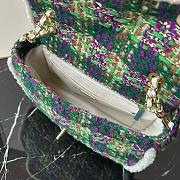 Colestore Chanel Large Flap Bag  Tweed, Shearling Lambskin & Gold-Tone Metal  Green, Purple, Ecru & Brown 26.5x19.5x9cm - 2