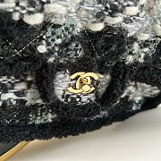 	 Colestore Chanel Large Flap Bag Tweed, Shearling Lambskin & Gold-Tone Metal  Black & Grey 26.5x19.5x9cm - 4