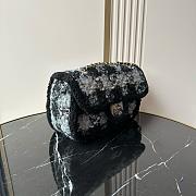 	 Colestore Chanel Large Flap Bag Tweed, Shearling Lambskin & Gold-Tone Metal  Black & Grey 26.5x19.5x9cm - 3