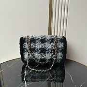 	 Colestore Chanel Large Flap Bag Tweed, Shearling Lambskin & Gold-Tone Metal  Black & Grey 26.5x19.5x9cm - 2