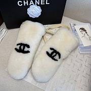 Colestore Chanel Mittens  Shearling Lambskin  Ecru & Black - 4