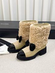 Colestore Chanel Short Boots Shearling Lambskin, Calfskin, Lambskin & Patent Calfskin  Beige & Black - 5