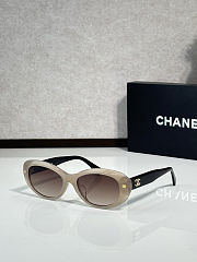 Colestore Chanel Oval Sunglasses Frame Acetate, Gold & Black Lenses Light Brown, Gradient - 1