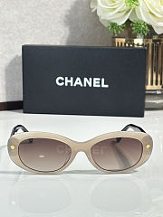 Colestore Chanel Oval Sunglasses Frame Acetate, Gold & Black Lenses Light Brown, Gradient - 6
