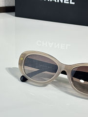 Colestore Chanel Oval Sunglasses Frame Acetate, Gold & Black Lenses Light Brown, Gradient - 5