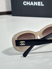 Colestore Chanel Oval Sunglasses Frame Acetate, Gold & Black Lenses Light Brown, Gradient - 3