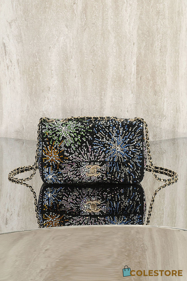 Colestore Chanel Evening Bag Strass & Gold-Tone Metal  Black & Multicolour  13 x 21 x 8cm - 1