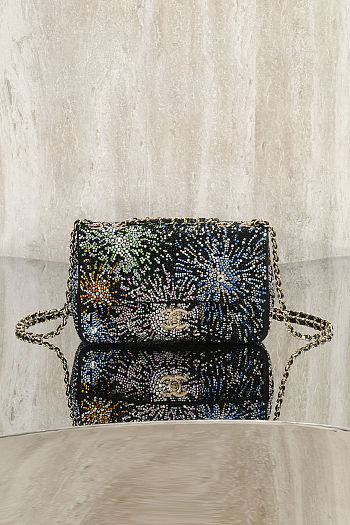 Colestore Chanel Evening Bag Strass & Gold-Tone Metal  Black & Multicolour  13 x 21 x 8cm