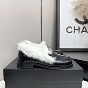 Colestore Chanel Moccasins  Shiny Crumpled Lambskin & Shearling Lambskin  Black & White - 1