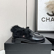 Colestore Chanel Moccasins   Shiny Crumpled Lambskin & Shearling Lambskin  Black - 1