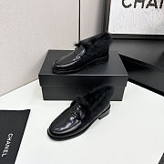 Colestore Chanel Moccasins   Shiny Crumpled Lambskin & Shearling Lambskin  Black - 6