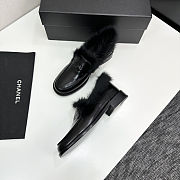 Colestore Chanel Moccasins   Shiny Crumpled Lambskin & Shearling Lambskin  Black - 4