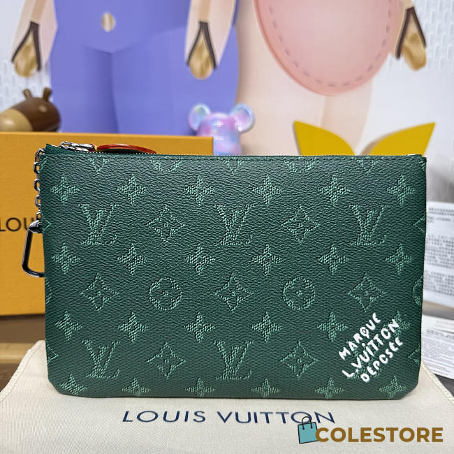 Colestore Louis Vuitton Key Pouch M Monogram Canvas Green 24x1x15.5cm - 1