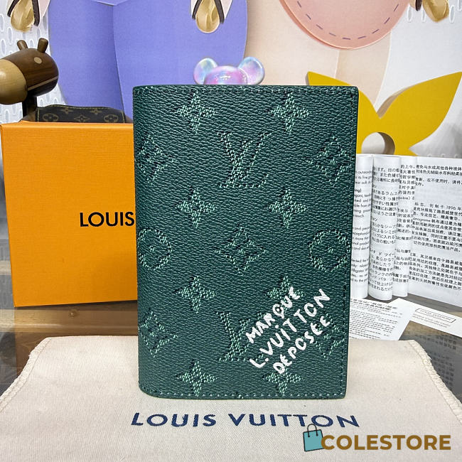 Colestore Louis Vuitton Pocket Wallet Organizer Monogram Green 10x2.5x14cm - 1