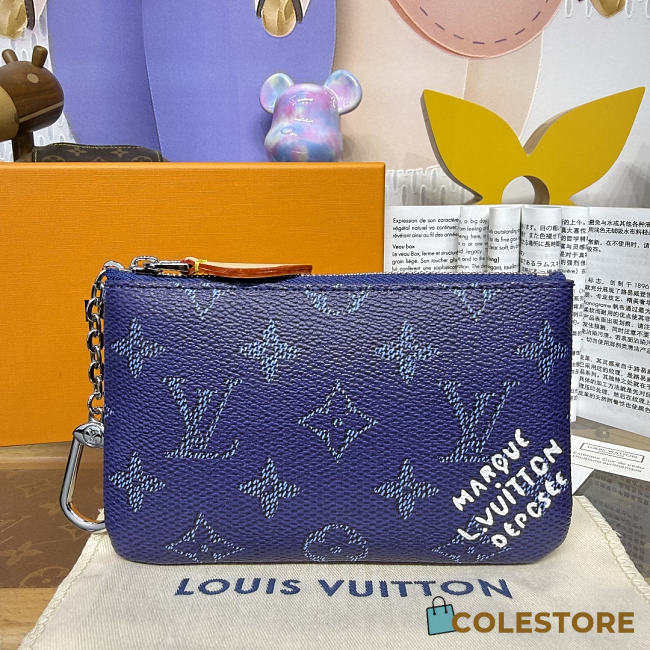 	 Colestore Louis Vuitton Key Pouch S Monogram Canvas Blue 15x1x9cm - 1