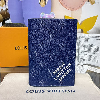 	 Colestore Louis Vuitton Pocket Wallet Organizer Monogram Blue 10x2.5x14cm