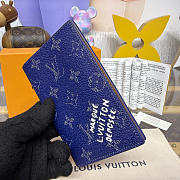 	 Colestore Louis Vuitton Pocket Wallet Organizer Monogram Blue 10x2.5x14cm - 3