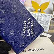	 Colestore Louis Vuitton Pocket Wallet Organizer Monogram Blue 10x2.5x14cm - 2