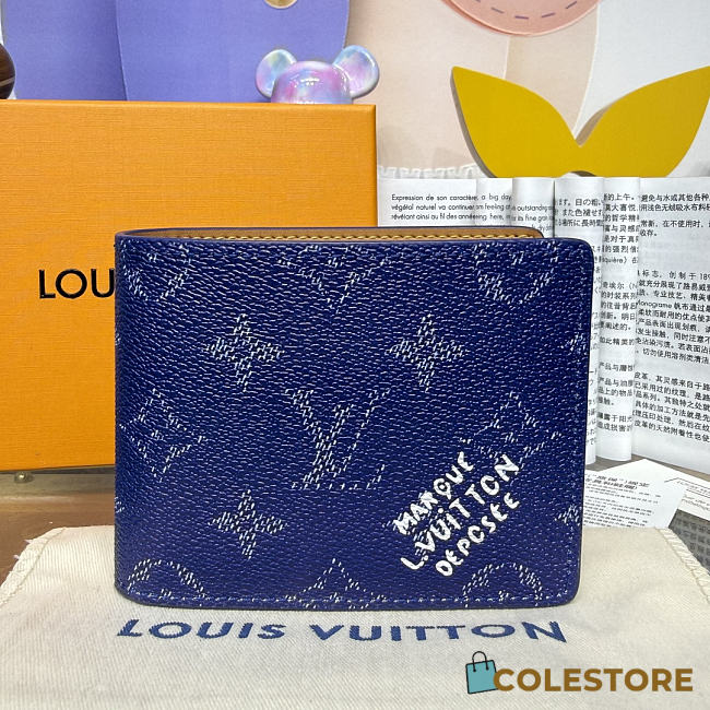 	 Colestore Louis Vuitton Slender Wallet Monogram Blue 11x2x8.5cm - 1