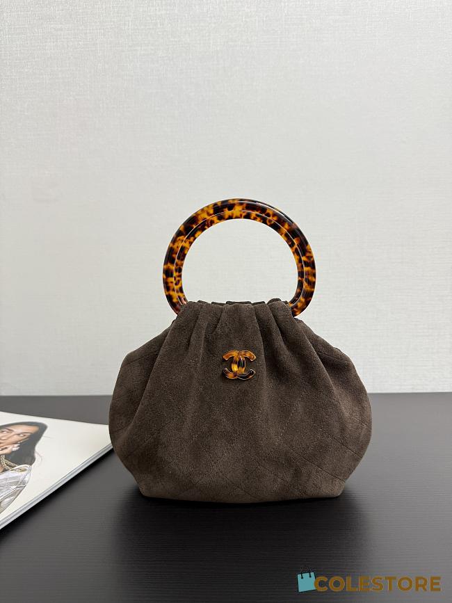 Colestore Chanel Small Hobo Bag Suede, Tortoiseshell Plexiglass & Gold Metallic Brown 18x24x12cm - 1