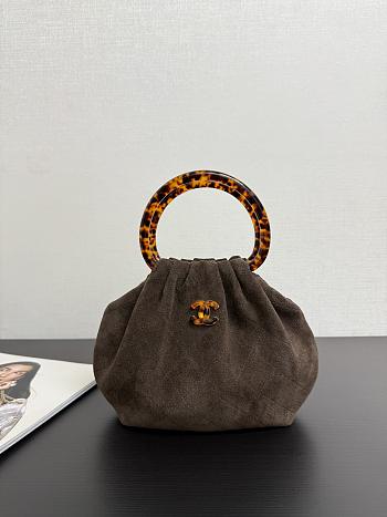 Colestore Chanel Small Hobo Bag Suede, Tortoiseshell Plexiglass & Gold Metallic Brown 18x24x12cm