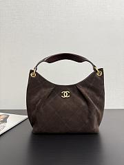 Colestore Chanel Hobo Bag Suede Calfskin, Lambskin & Gold-Tone Metal Dark Brown 32x20x9cm - 1