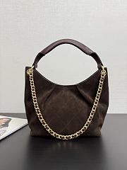 Colestore Chanel Hobo Bag Suede Calfskin, Lambskin & Gold-Tone Metal Dark Brown 32x20x9cm - 3