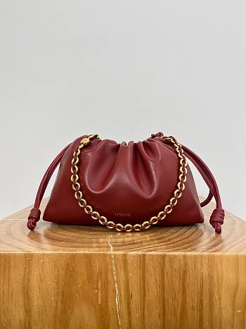 	 Colestore Loewe Medium Flamenco Purse in Mellow Nappa Lambskin Red 30x20x10.5cm