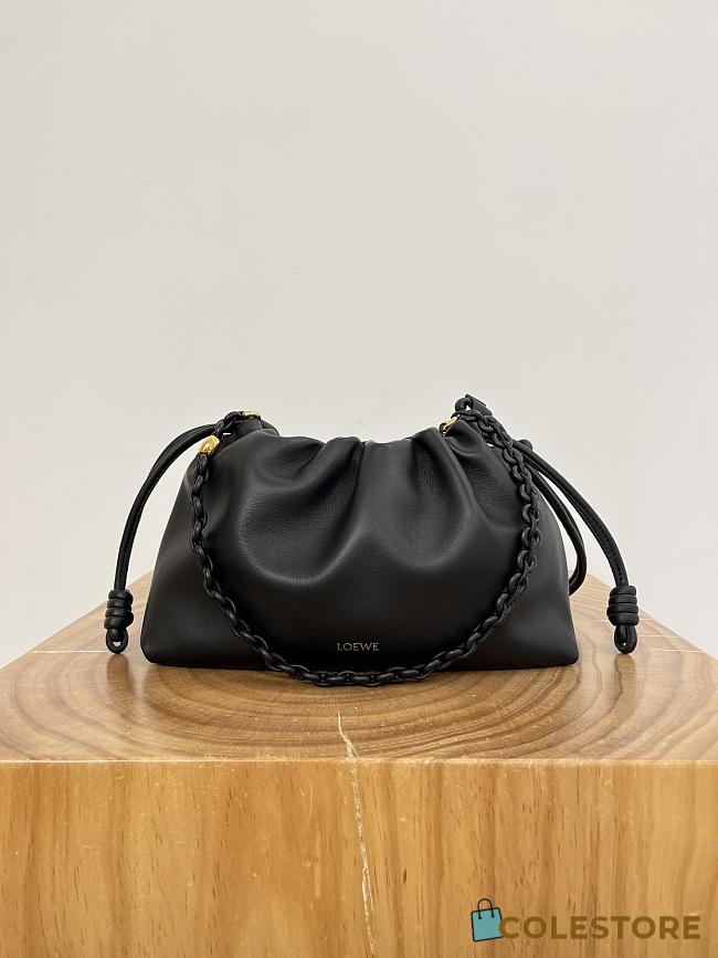 	 Colestore Loewe Medium Flamenco Purse in Mellow Nappa Lambskin Black 30x20x10.5cm - 1