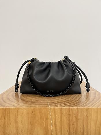 	 Colestore Loewe Medium Flamenco Purse in Mellow Nappa Lambskin Black 30x20x10.5cm
