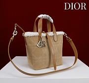 	 Colestore Dior DiorAlps Small Dior Toujours Vertical Tote Bag Beige Macrocannage Suede Calfskin and Ecru Merino Wool 18.5x18.5x12cm - 6