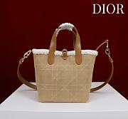 	 Colestore Dior DiorAlps Small Dior Toujours Vertical Tote Bag Beige Macrocannage Suede Calfskin and Ecru Merino Wool 18.5x18.5x12cm - 5