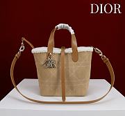 	 Colestore Dior DiorAlps Small Dior Toujours Vertical Tote Bag Beige Macrocannage Suede Calfskin and Ecru Merino Wool 18.5x18.5x12cm - 2