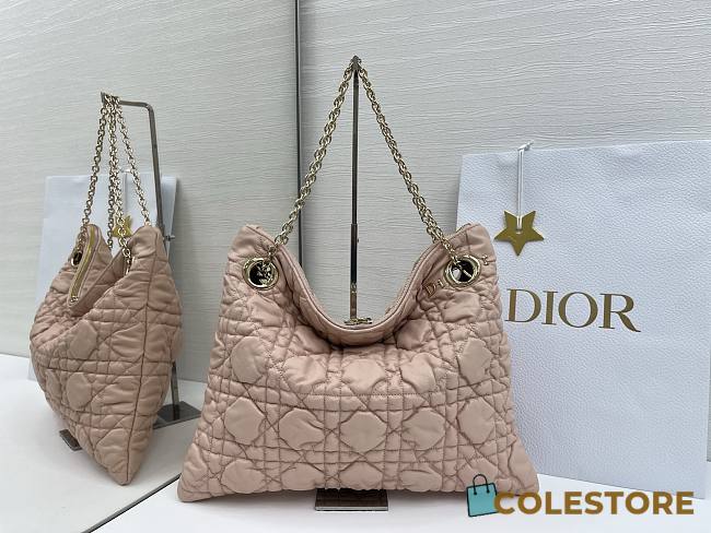Colestore Dior Cannage Quilted Tote in Soft Pink Leather 38x28.5cm - 1