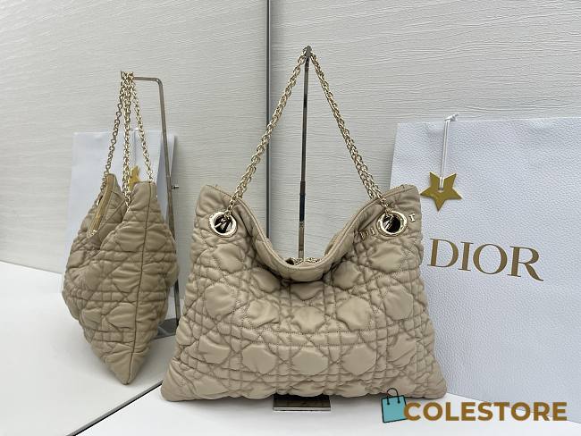 Colestore Dior Cannage Quilted Tote in Beige Leather 38x28.5cm - 1