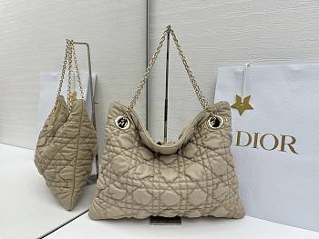 Colestore Dior Cannage Quilted Tote in Beige Leather 38x28.5cm
