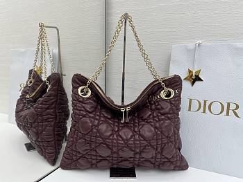 Colestore Dior Cannage Quilted Tote in Burgundy Leather 38x28.5cm