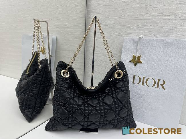 Colestore Dior Cannage Quilted Tote in Black Leather 38x28.5cm - 1