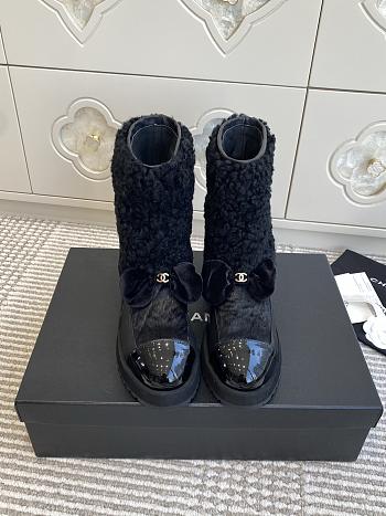 Colestore Chanel Short Boots Shearling Lambskin, Calfskin, Lambskin & Patent Calfskin Black