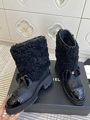 Colestore Chanel Short Boots Shearling Lambskin, Calfskin, Lambskin & Patent Calfskin Black - 3