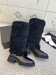 Colestore Chanel High Boots Shearling Lambskin, Calfskin, Lambskin & Patent Calfskin Black - 5