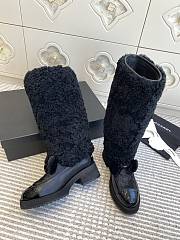 Colestore Chanel High Boots Shearling Lambskin, Calfskin, Lambskin & Patent Calfskin Black - 3