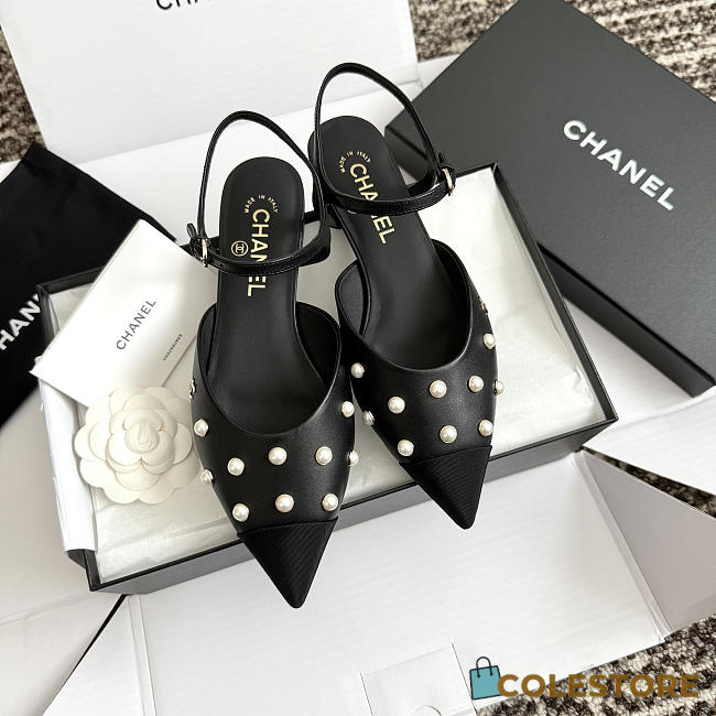 Colestore Chanel Mary Janes Lambskin & Imitation Pearls Black - 1