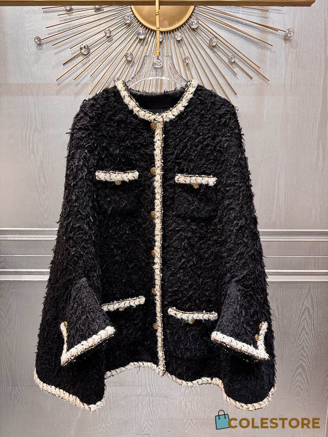 Colestore Chanel Cape Wool Tweed  Black & Ecru - 1