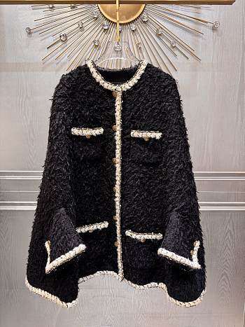 Colestore Chanel Cape Wool Tweed  Black & Ecru