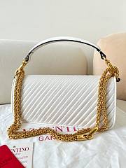 	 Colestore Valentino Garavani Locò Textured Shoulder Bag White 28x12x9cm - 4
