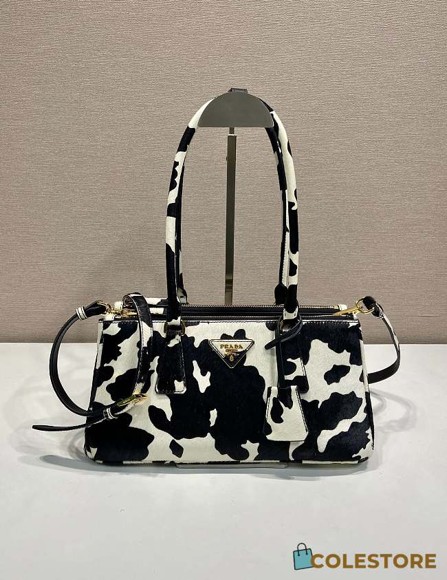 Colestore Prada Galleria Medium Printed Leather Bag White/Black 30x14x10.5cm - 1