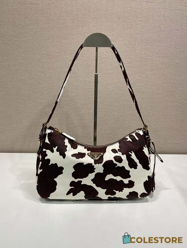 Colestore Prada White/dark Brown Prada Aimèe Medium Printed Leather Shoulder Bag 31x18x10cm - 1